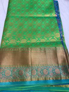 Green &amp; Blue Brocade Silk Saree