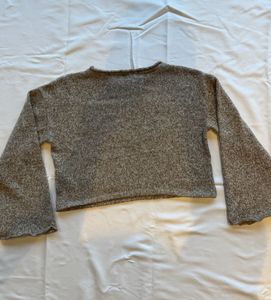 Zara - Cropped Oversized Marled Knit Sweater