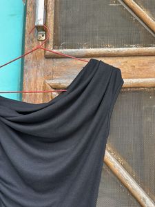 black shoulder drop fitted top