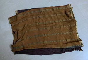 Brown Saree with Gold Border