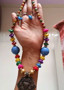 Boho Beaded Necklace & Earrings