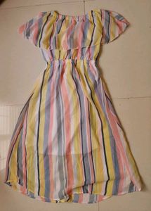 Colorful Striped Off-Shoulder Dress