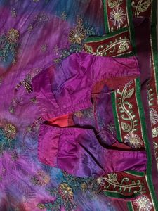 Embroidered Tie-Dye Net Saree