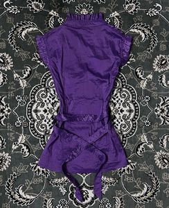 Chic Purple Ruffled Button-Up Blouse