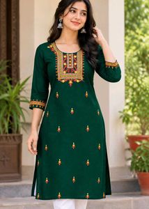 green embroidery kurti