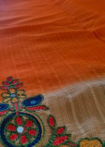 Embroidered Mirror Work  Saree with stitched padde
