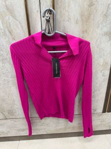 Ribbed Knit Collared Top