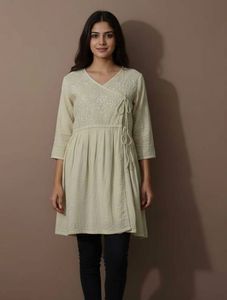 Yellow Handwork Embroidered Cotton Kurta