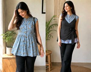 Chic Layered korean top with detachable jacket
