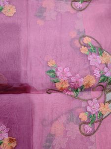 Super Net Saree, Baby Pink Color With Cute Embroid