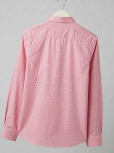Men's Pink Checkered Long Sleeve Shirt