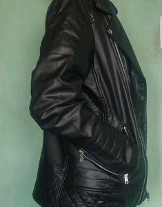 Men's Black Faux Leather Biker Jacket