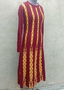 Maroon &amp; Yellow Striped Knit Dress