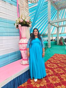Beautiful Blue Ethnic Gown with Shimmer Jacket