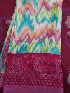 Vibrant Ikat Print Saree