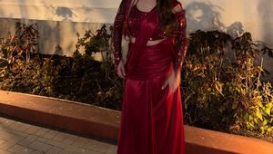 Stunning Red Sequinned Saree