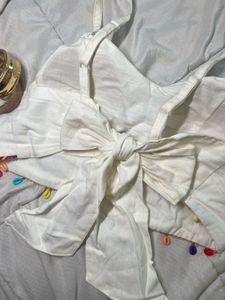 White Crop Top with Colourful Shells