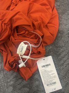 Chic Orange Ruched Mini Dress