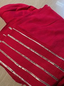 Vibrant pink suit with Silver Border