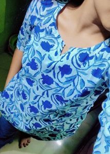 Blue Floral Print Kurta