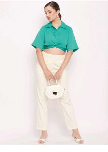 madame off white trouser with belt