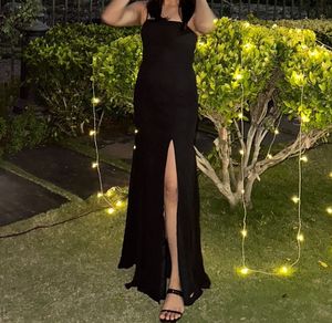 Black party Dress with Thigh Slit