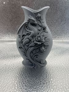 Dragon &amp; Rose Embossed Vase