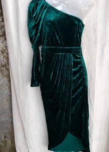 velvet dark green bodycon
