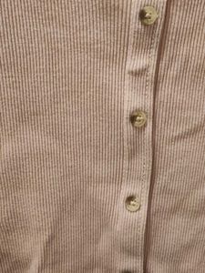 Pink Ribbed Button-Up Top