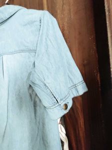 Unique Graphic Print Denim Shirt