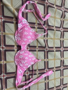 Pink Floral Bikini Top
