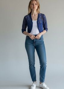 Elegant Blue Lace Bolero Jacket