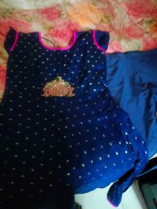 Elegant Navy Blue Kurta with Gold Print