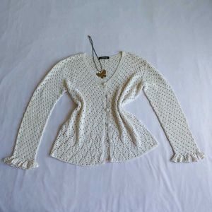 Cream Crochet Cardigan 🎀🫧