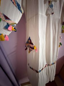 bohemian Embroidered White Tassel Dress