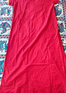 Elegant Pink Printed Kurta with Embellished Neckli