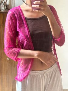 Pink Mesh Shrug