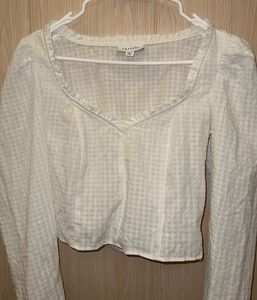 White Textured Puff Sleeve Top