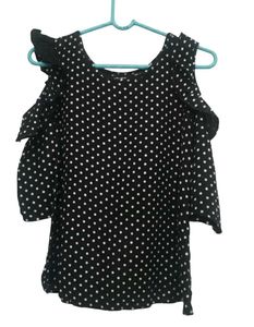 Polka Dot Cold Shoulder Top