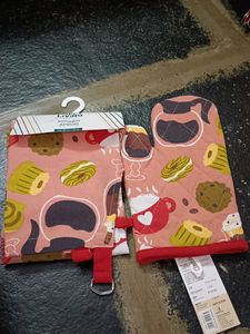combo Cute Coffee Themed Apron &amp;oven glove