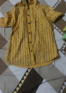 Yellow Striped Short Sleeve Shirt