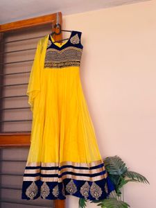 Elegant Yellow Anarkali Kurta set