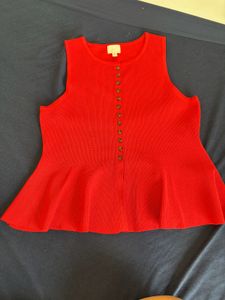 H&amp;M Vibrant Red Sleeveless Peplum Top