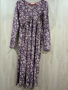 Purple Floral Print Cotton Suit Set