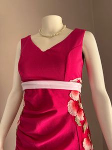 Stunning Magenta Maxi Dress with Floral Detail