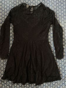 Elegant Black Lace Skater Dress
