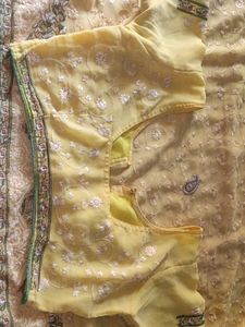 Elegant Yellow Embroidered Saree