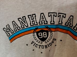 Beige Manhattan Printed Oversized Tshirt For Women