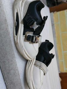 Stylish Black &amp; White Buckle Shoes