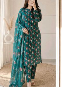 Beautiful Floral Print dress material with Dupatta